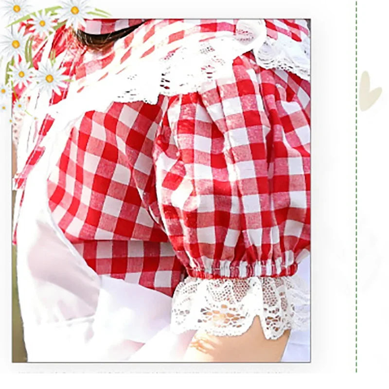 German Beer Pink Maid Costume for Kids, Oktoberfest Dirndl Dress, Plaid Bow, Child Halloween Party Outfit, High Quality, New